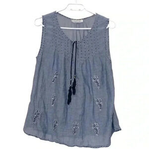 Solitaire  Semi Sheer Embroidered Lightweight Flowy Boho Tunic